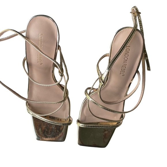 ASOS London Rebel like new women’s strappy heels in gold size 7 - Picture 2 of 9